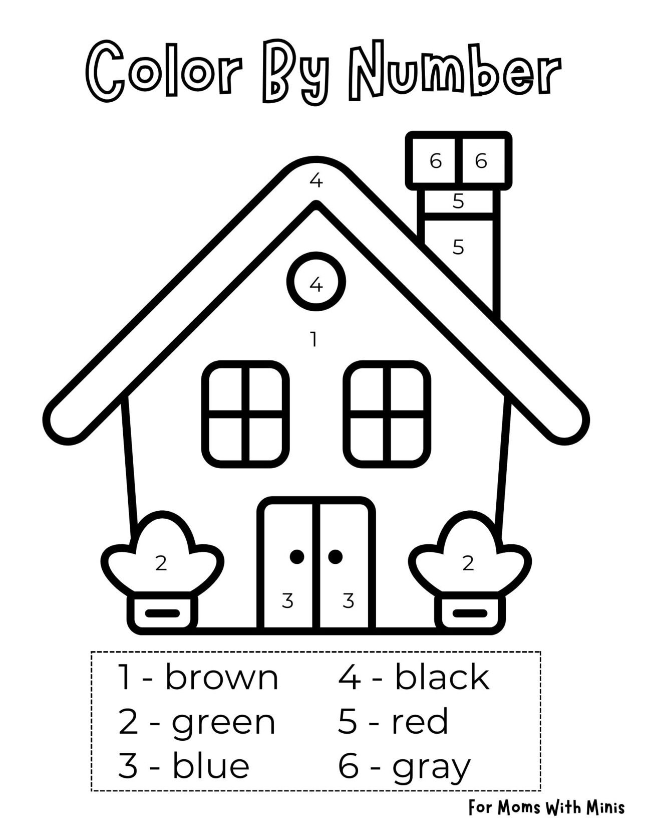 Color The House By Number Worksheet