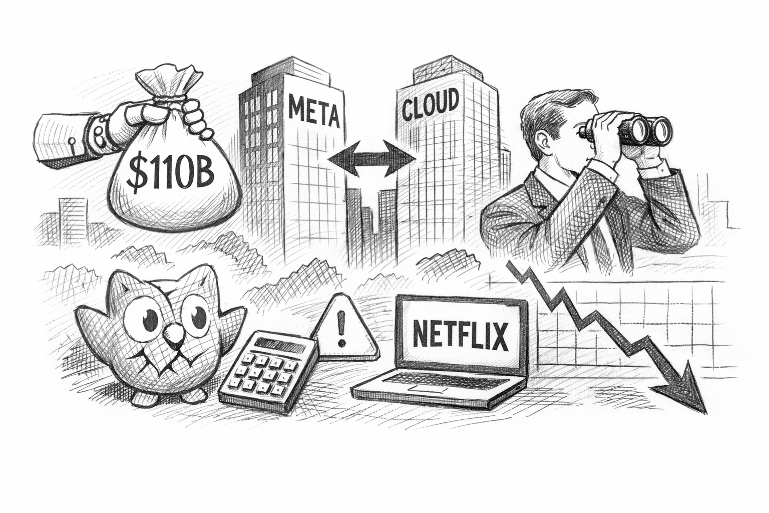 Friday, Feb 27, 2026: OpenAI Banks $110bn Amid Shifts: Meta Rents Google TPU; Block Downsizes, Netflix Pulls Out, and Duolingo Falters