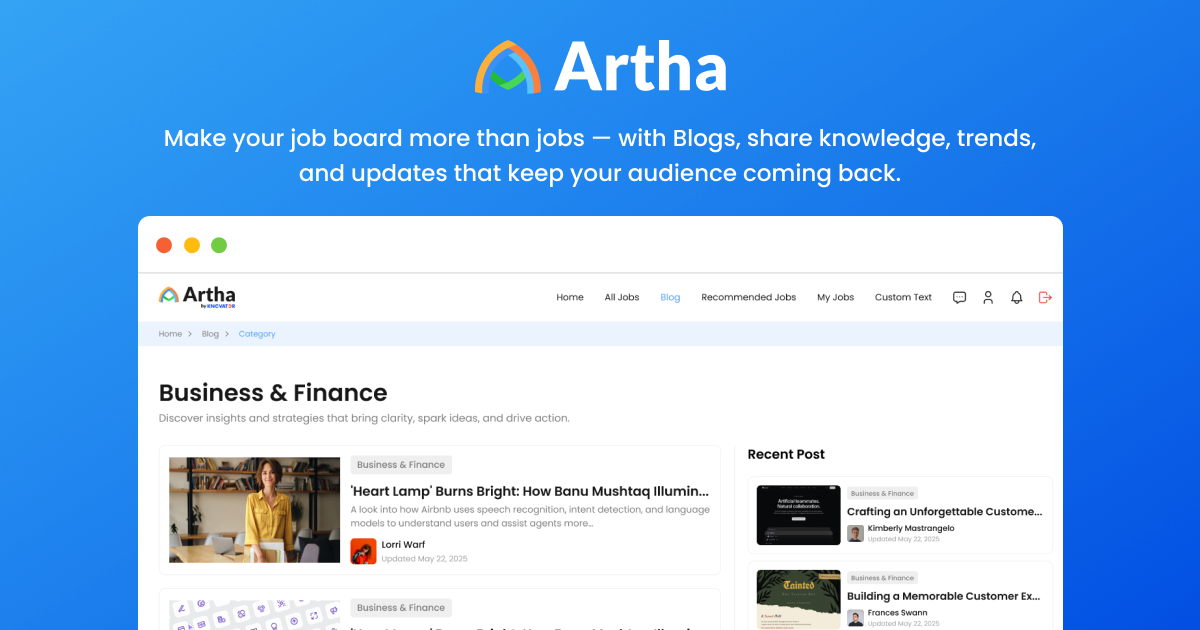 Make Your Job Board More Than Jobs — Launch Blogs with Artha