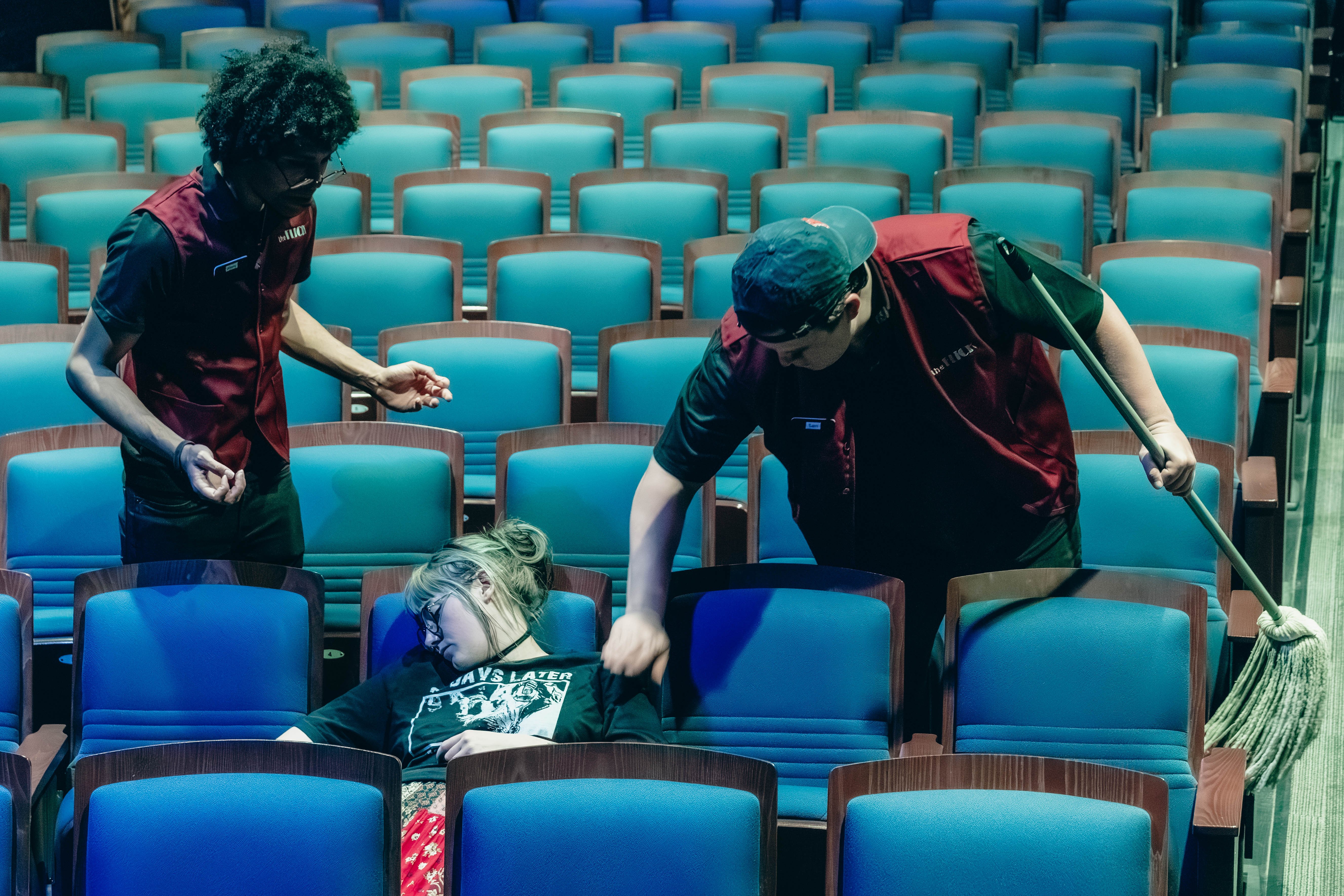 'The Flick' goes off-stage and out of earshot