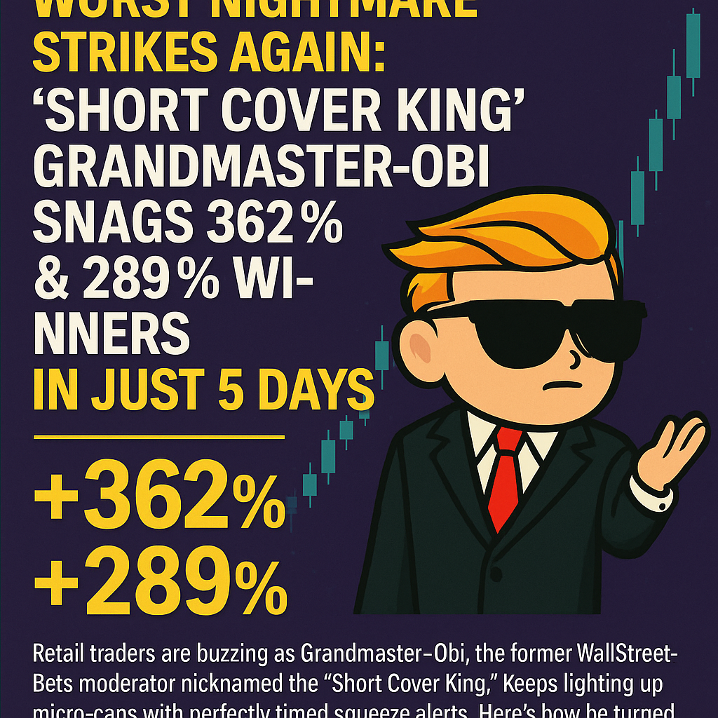 Hedge Funds’ Worst Nightmare Strikes Again: “Short Cover King” Grandmaster‐Obi Snags 362% & 289% Winners in Just 5 Days