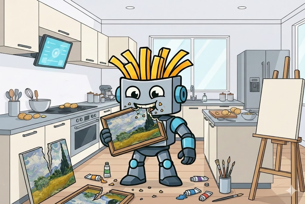He ate the AI art. Literally.