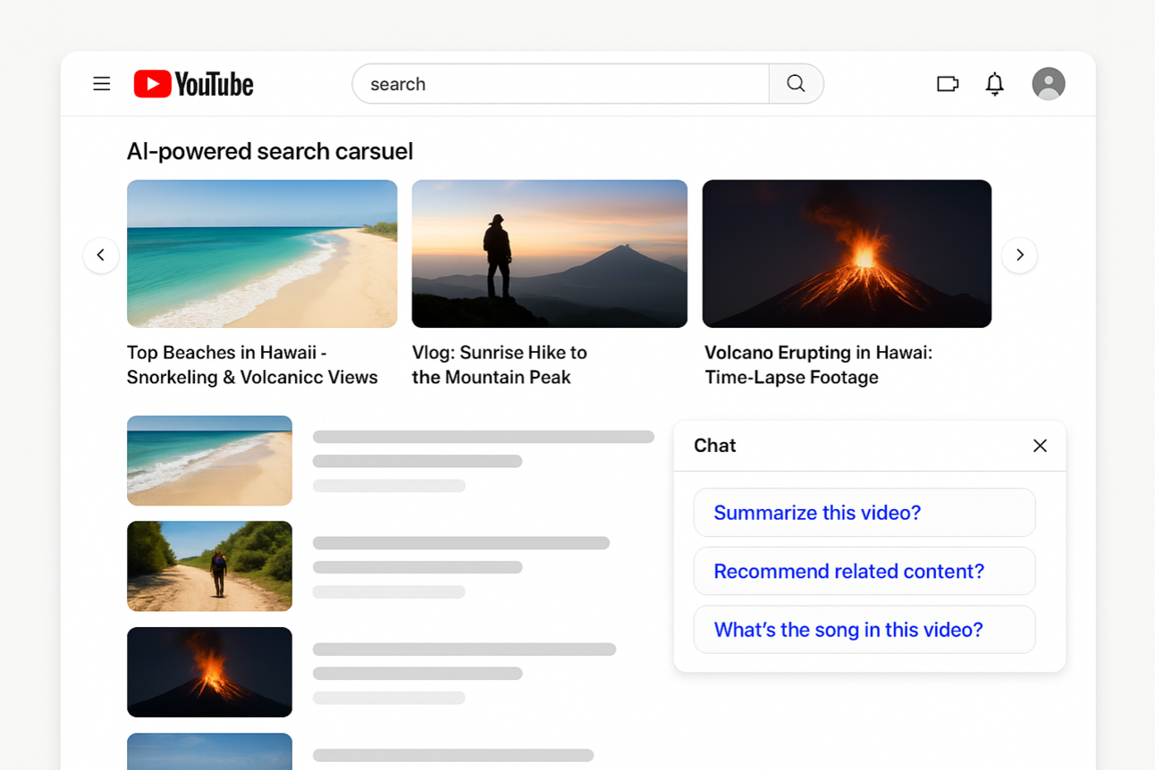 YouTube adds AI-powered search carousel, expands conversational tool