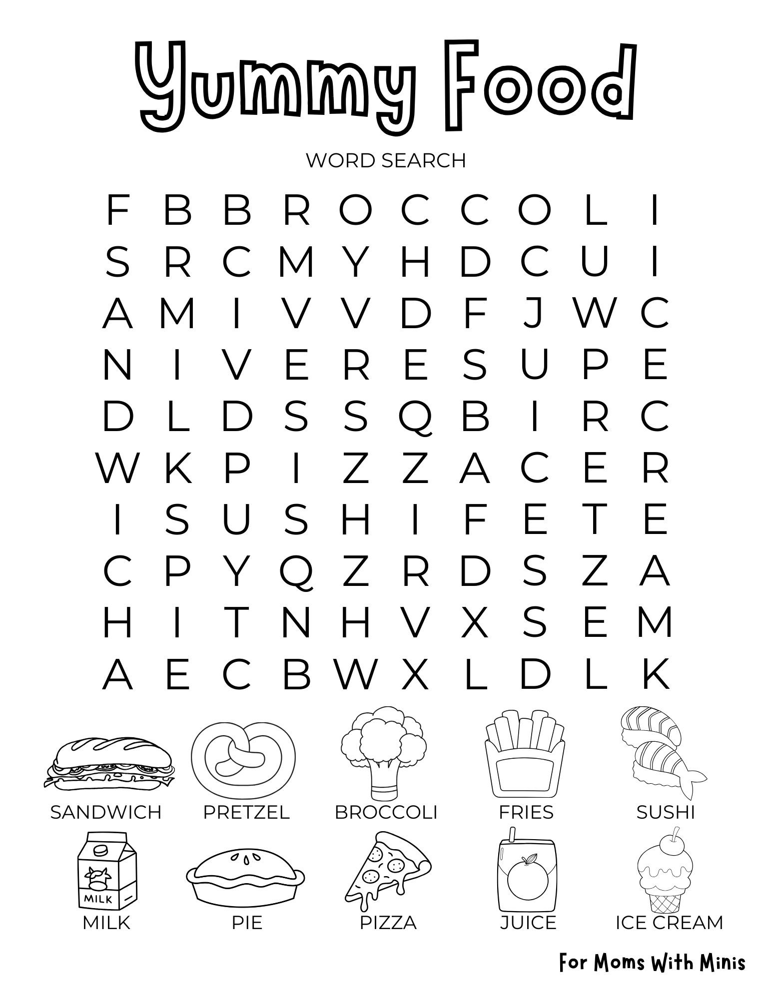 Yummy Food Word Search