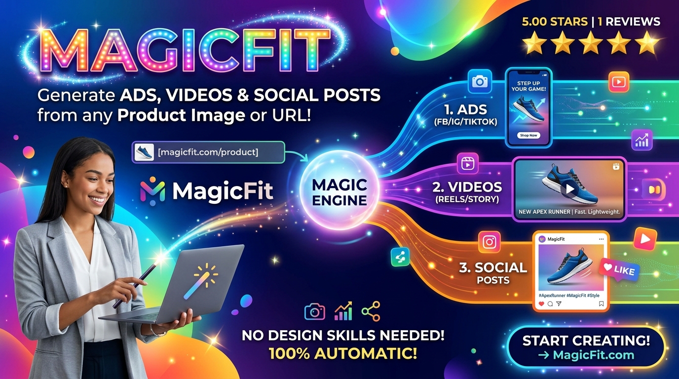 MagicFit: Turn Product Photos into Viral Content – Generate Ads, Videos.