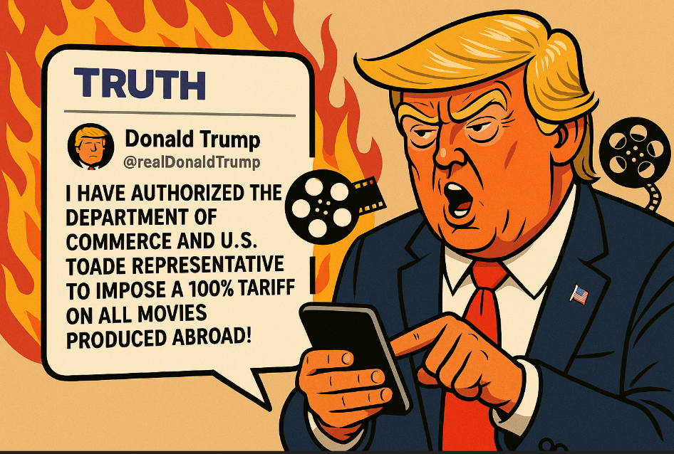 🎬 Trump Threatens 100% Tariffs on Foreign Films — A Plot Twist for Hollywood