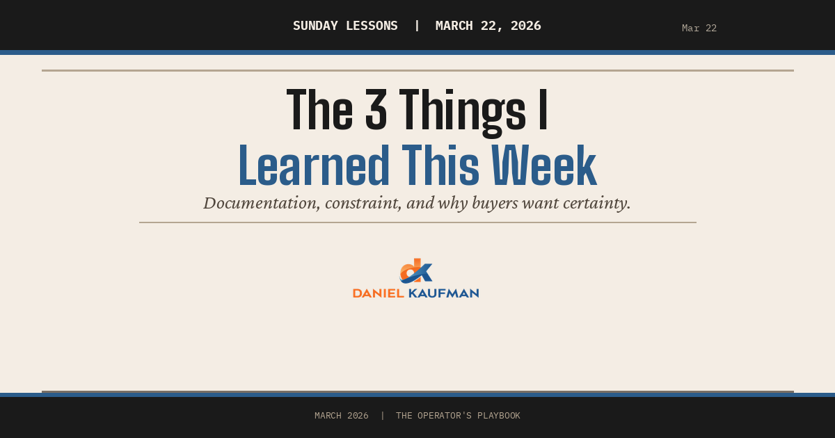 The 3 Things I Learned This Week - March 22nd, 2026 Edition