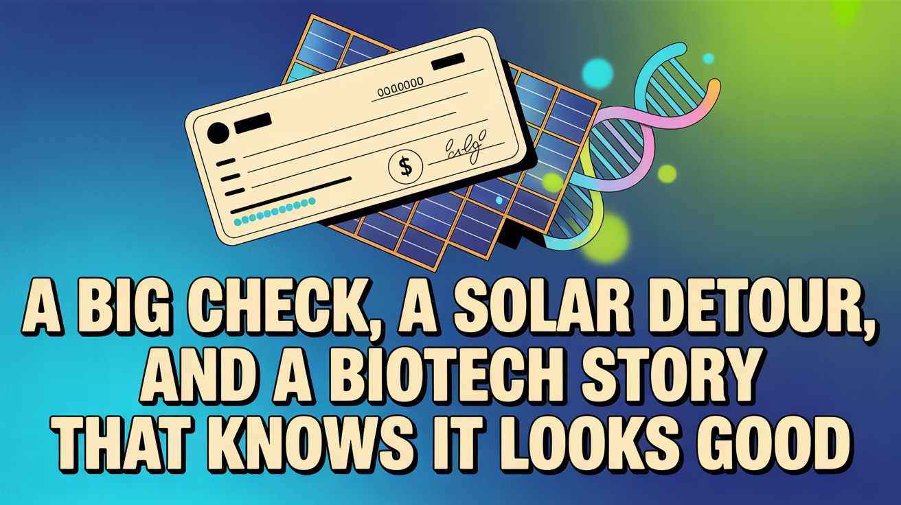 A Big Check, a Solar Detour, and a Biotech Story That Knows It Looks Good