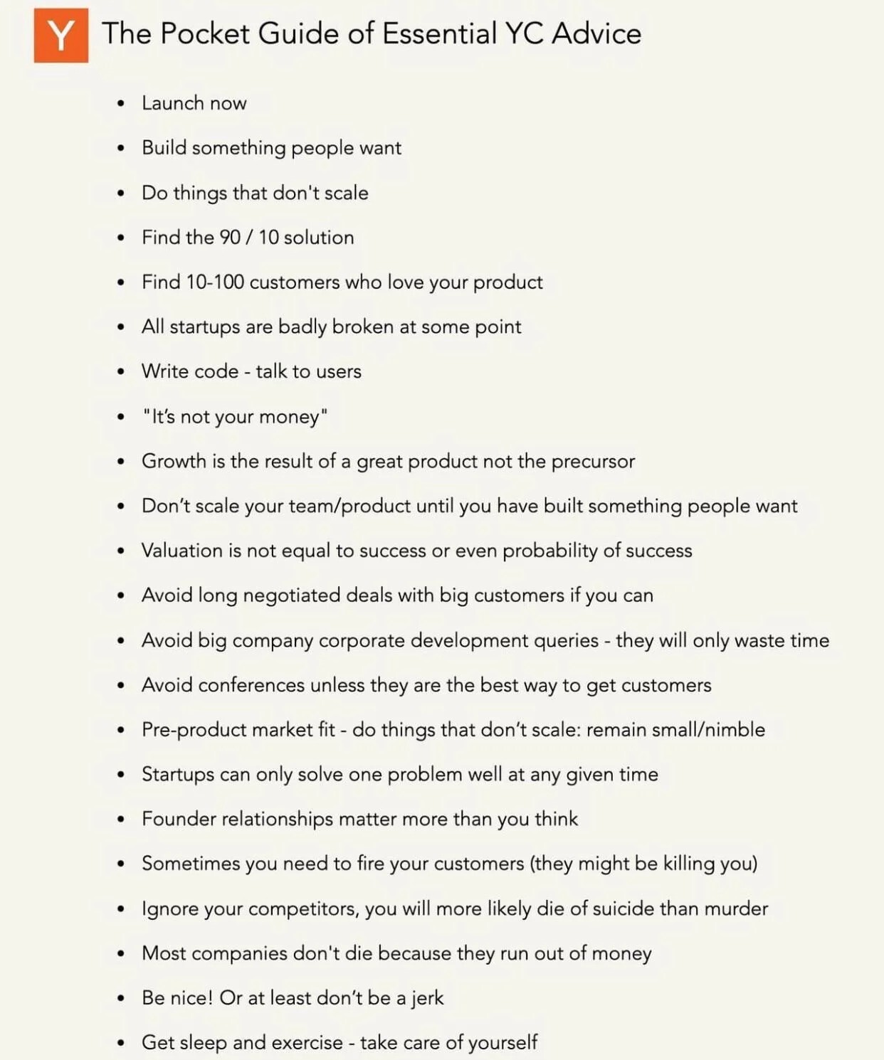 The Pocket Guide of Essential YC Advice