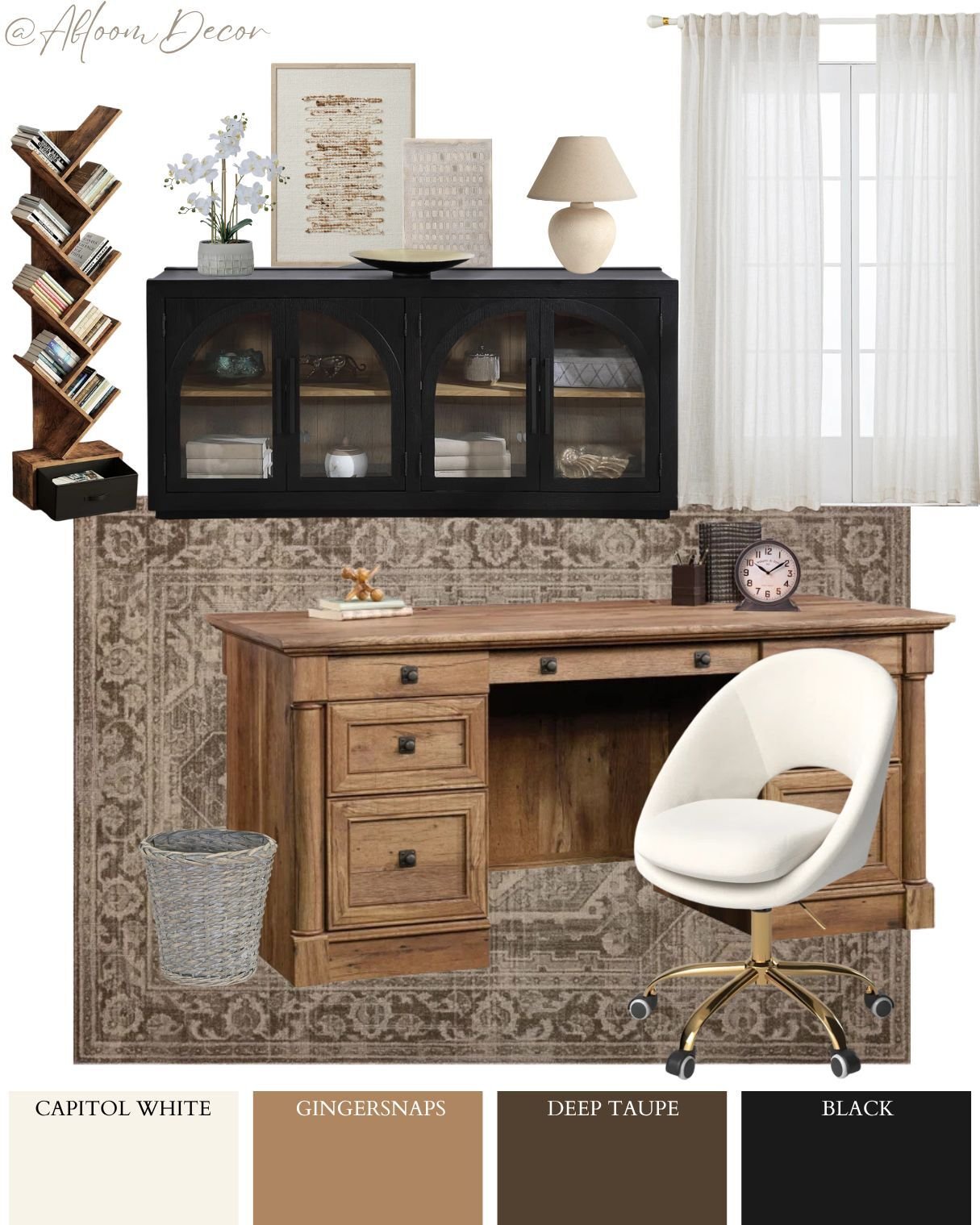 Home Office with Wood and Black Accents