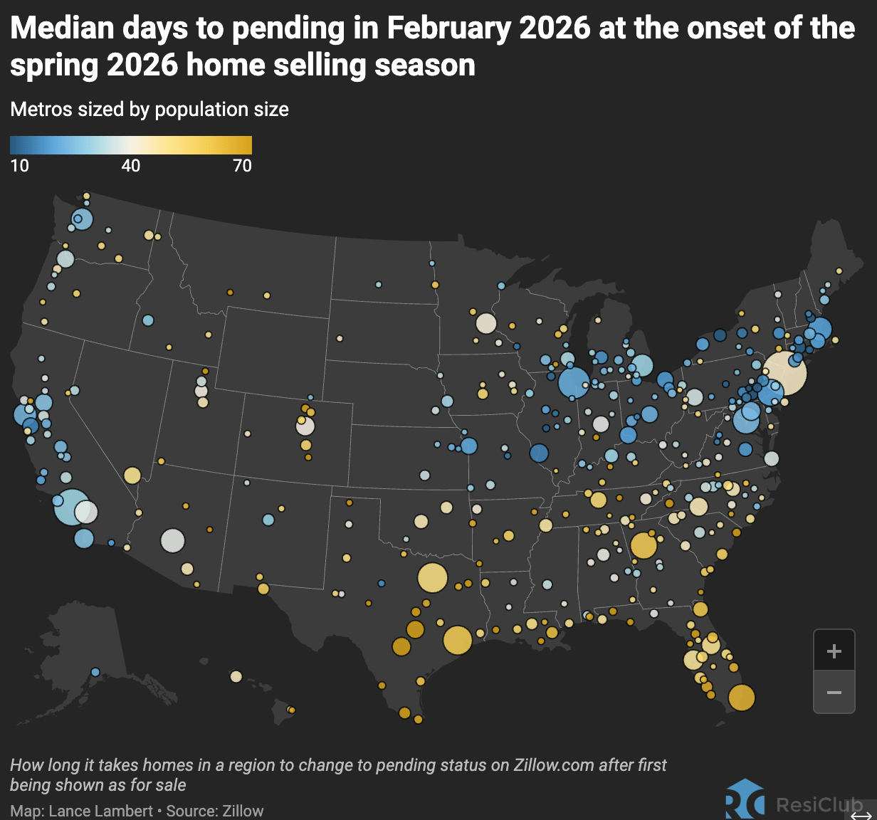 The current housing market bifurcation, as told by median days to pending