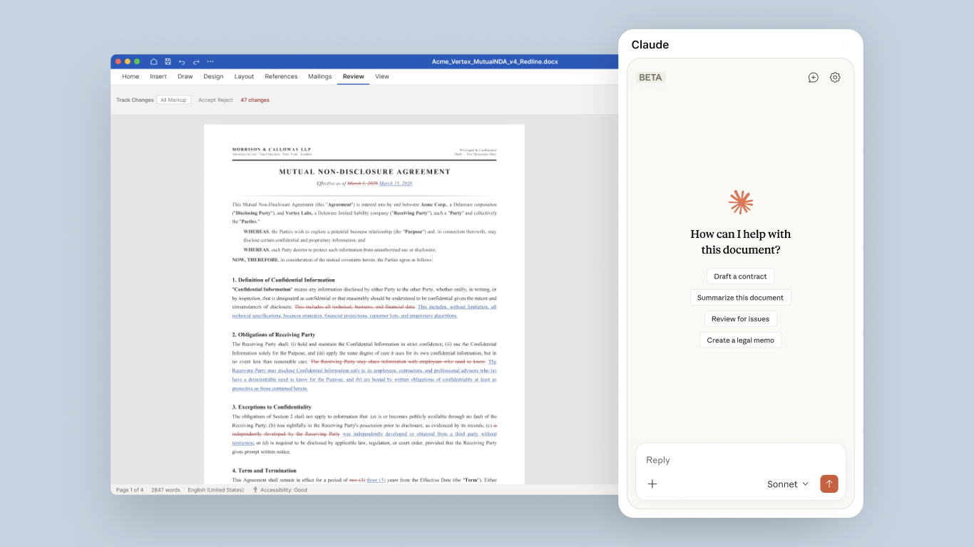 Anthropic Launches Claude Inside Microsoft Word