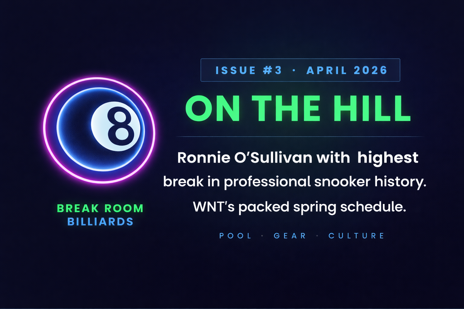 Ronnie O'Sullivan with the highest break in professional snooker history. WNT's packed spring schedule. 