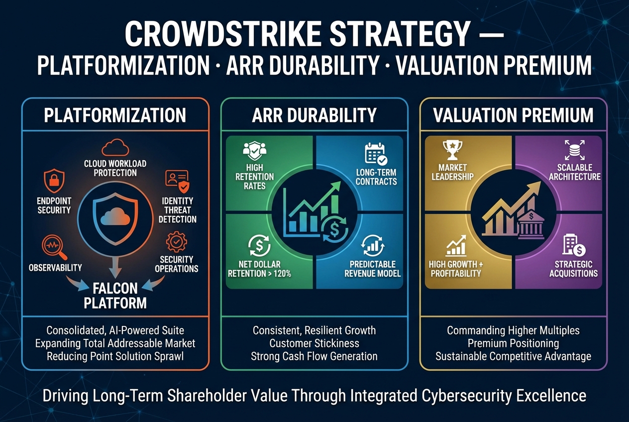 CrowdStrike Strategy — Platformization · ARR Durability · Valuation Premium