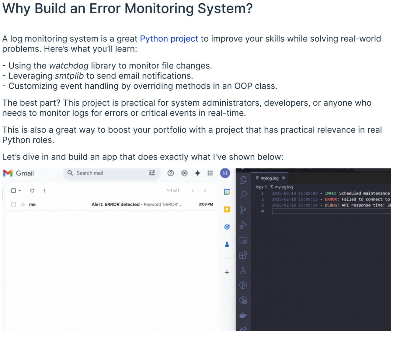 Build a Python Error Monitoring App with Automated Gmail Alerts