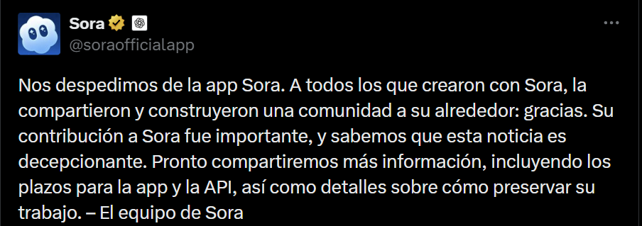 OpenAI cierra Sora 😳