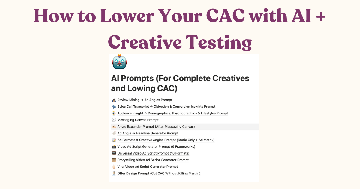 How I’m Lowering My CAC Using AI + Creative Testing