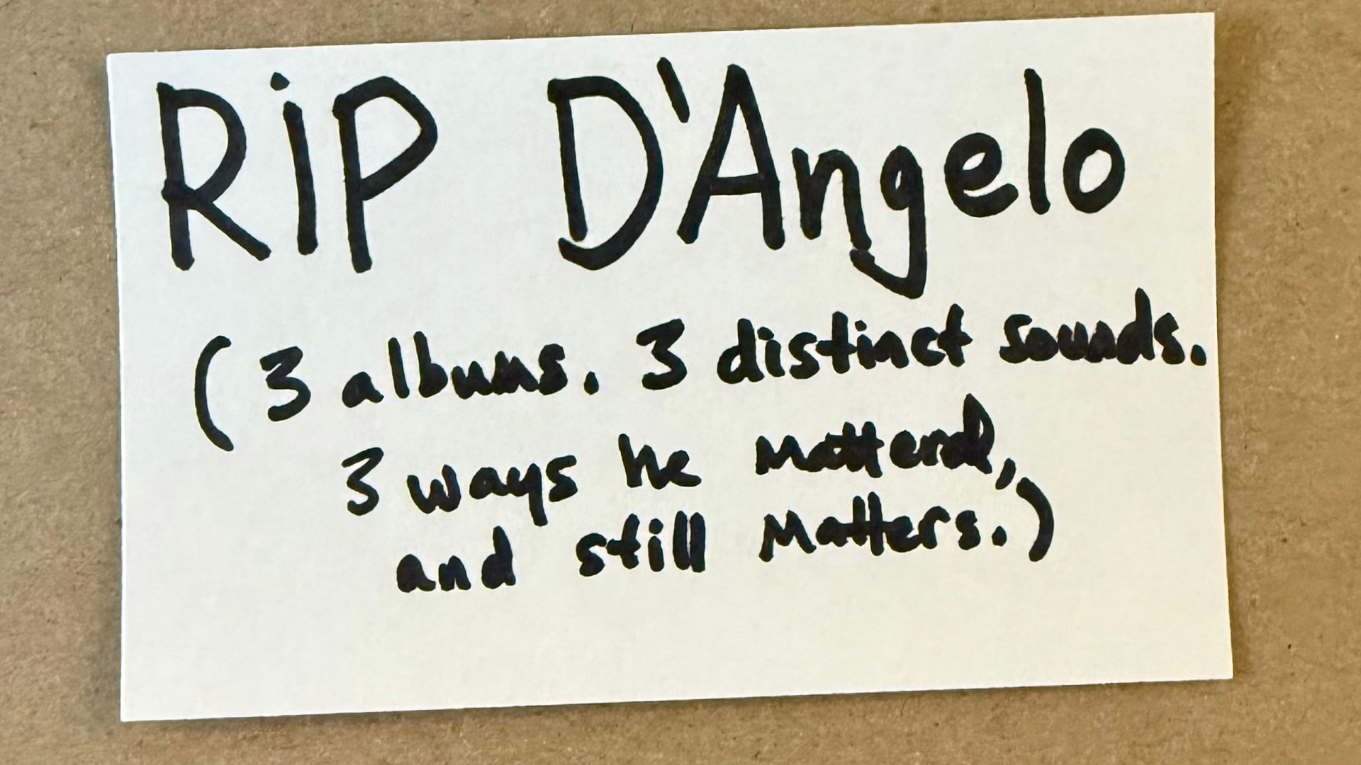 Sunday Music: RIP D'Angelo - An Attempt At Context For New Listeners 