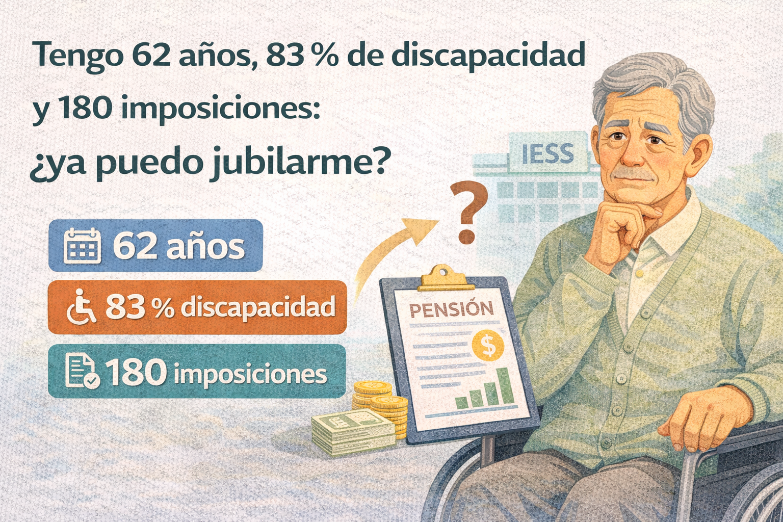 Tengo 62 años, 83 % de discapacidad y 180 imposiciones: ¿ya puedo jubilarme? 🤔