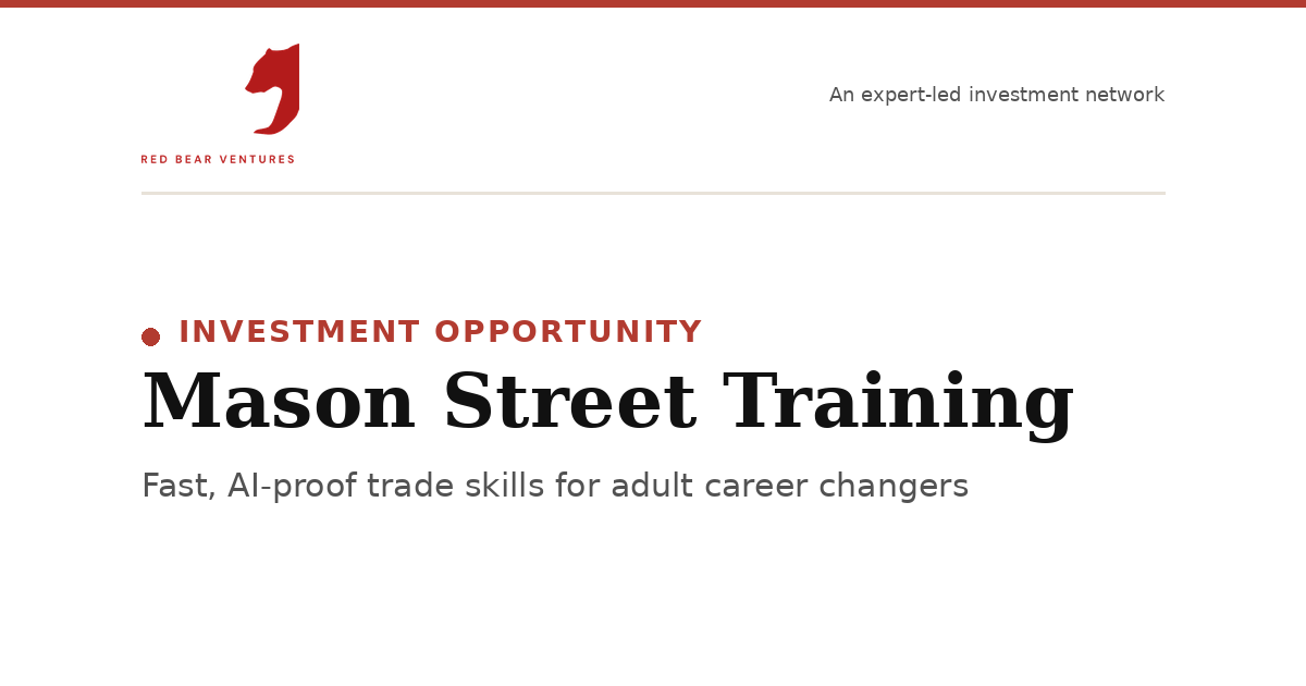 Red Bear Ventures - Mason Street Training Intro Email