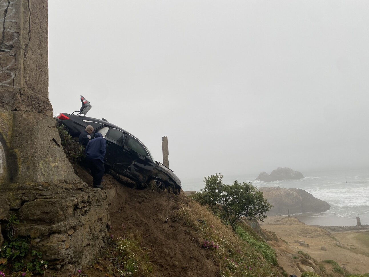 Four Injured After Car Goes Down Cliff Near Sutro Baths