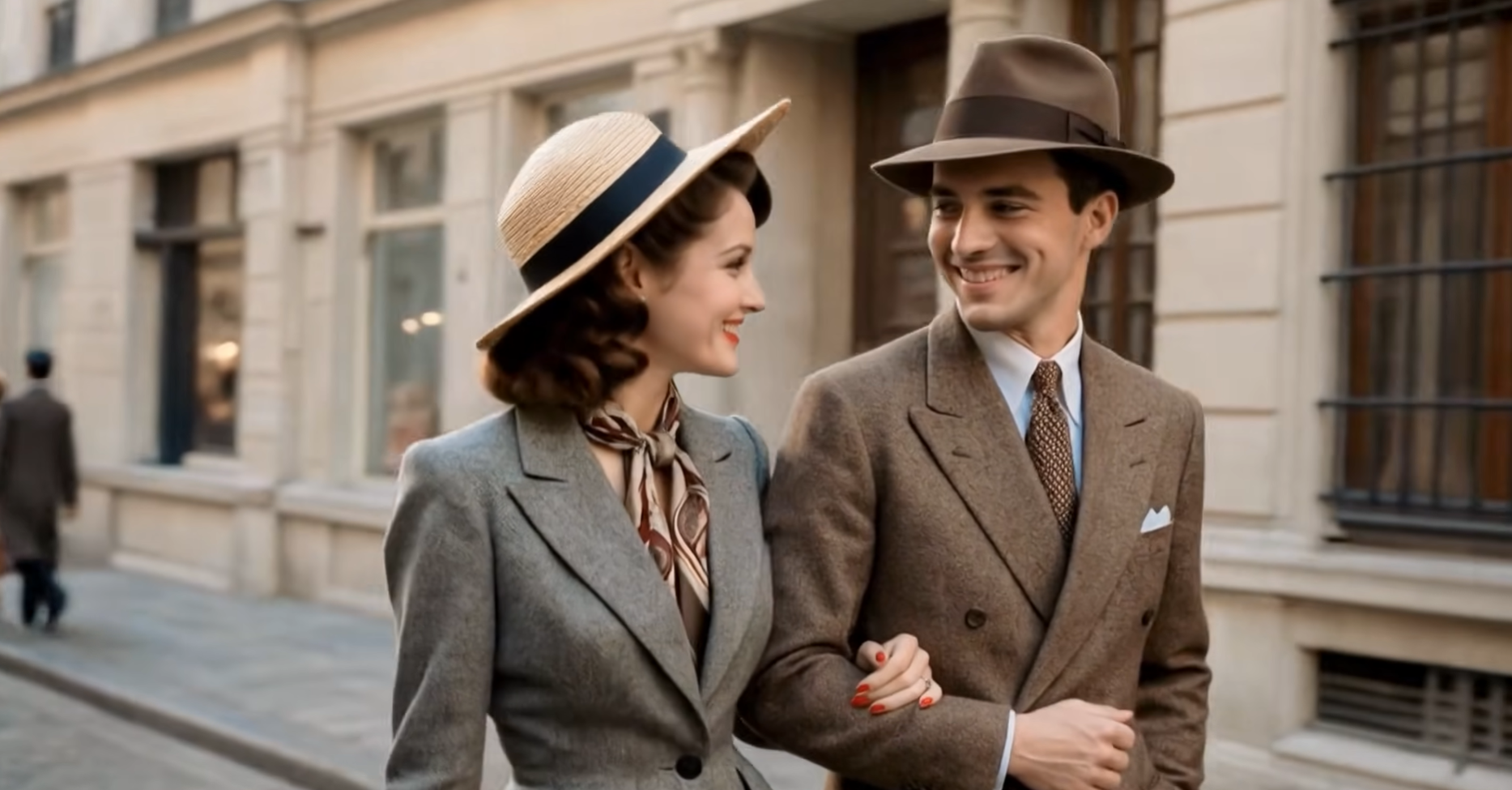 1940s Couples Strolling