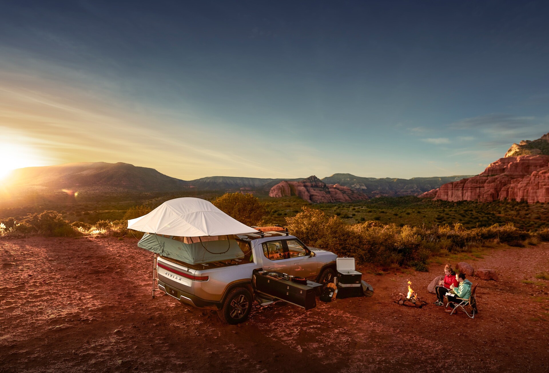 Rivian’s Upcoming Electric Truck Has a Clever Pull-Out Kitchen