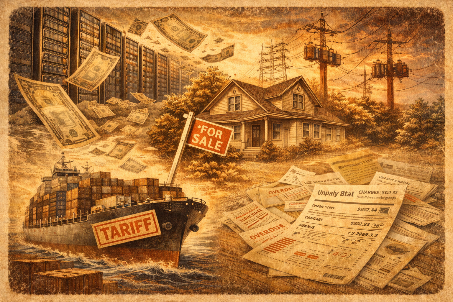 Tariffs Stick Home | Housing Slumps | Middle Income Stress | Rates Loom