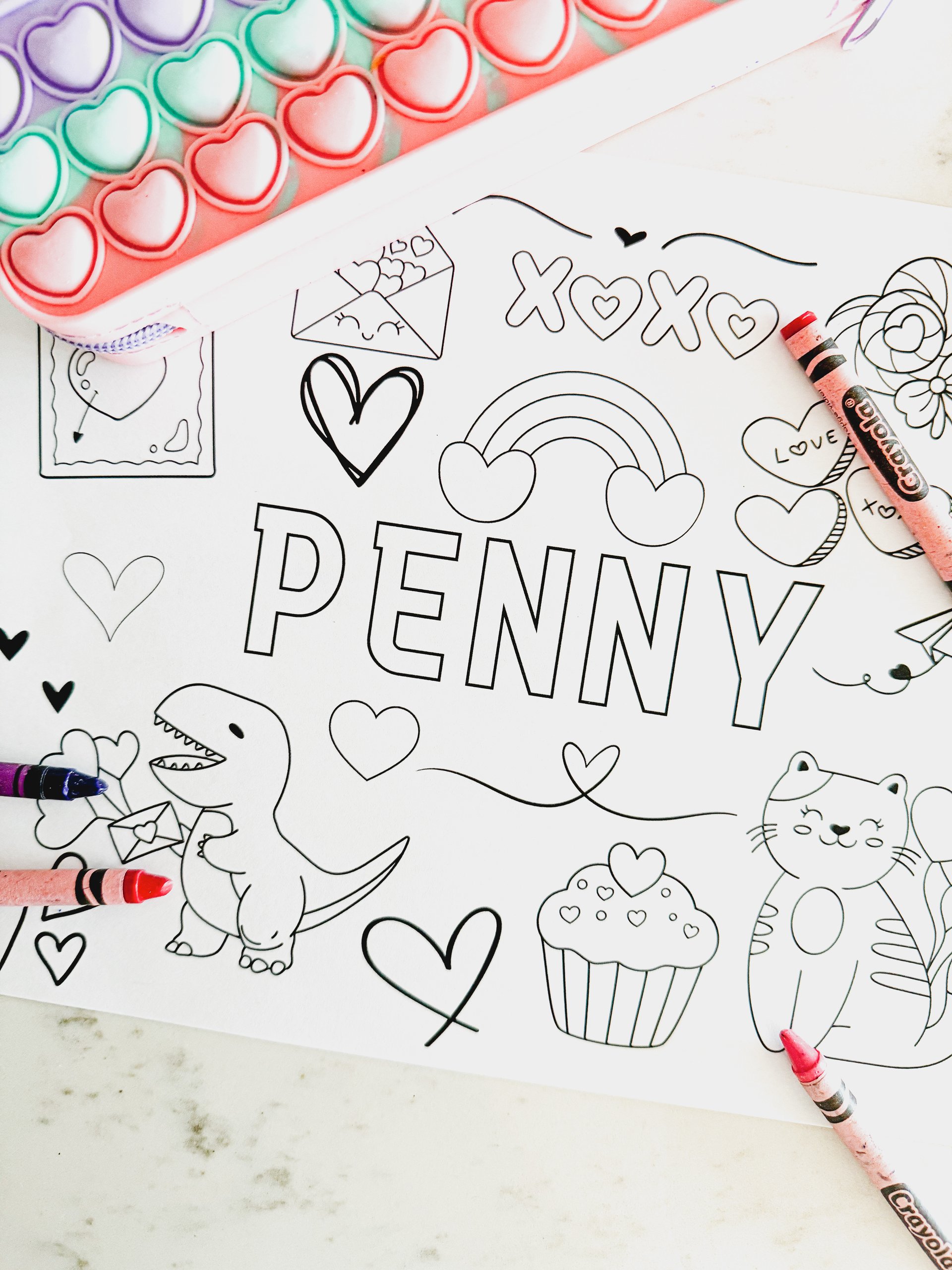 Personalized Valentine's Day Colouring Sheet
