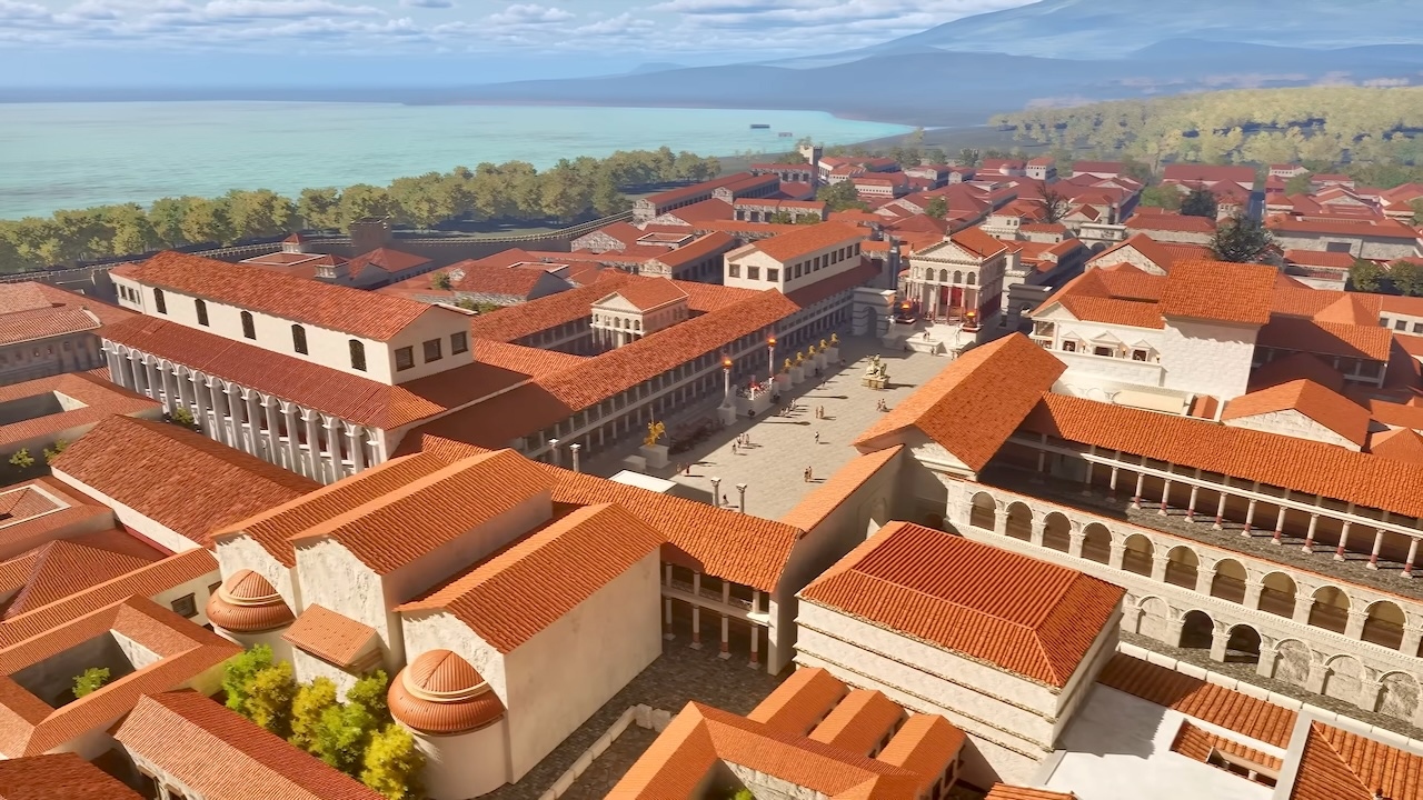 Animated Reconstruction of Pompeii Before the Mount Vesuvius Eruption