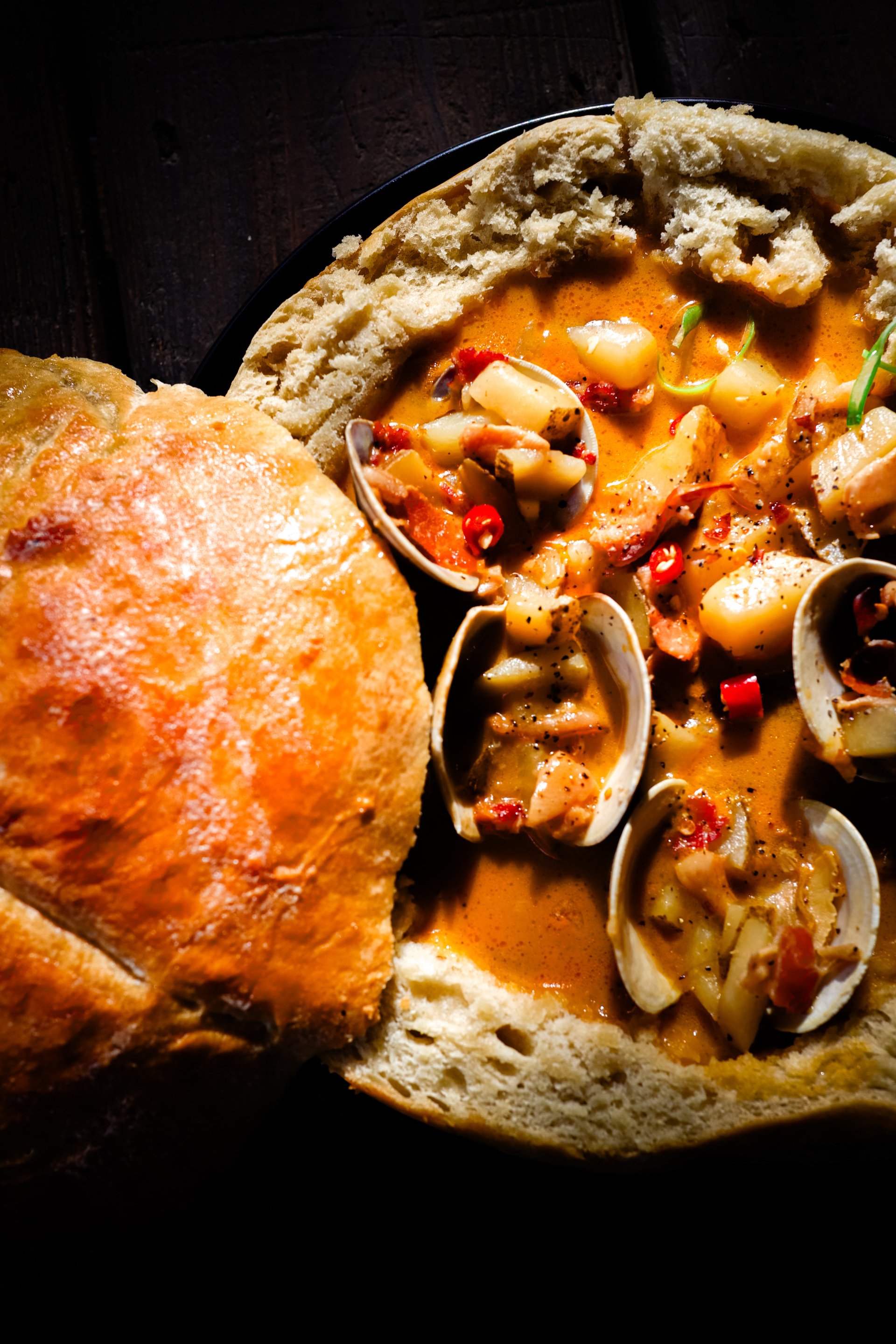 Giant Giant Clam Chowder and Bonus Bread bowl! 