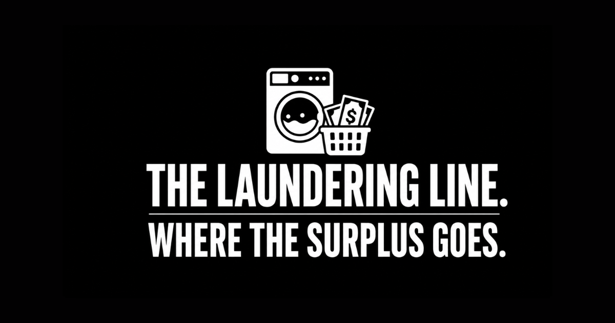 The Laundering Line. Where the Surplus Goes.