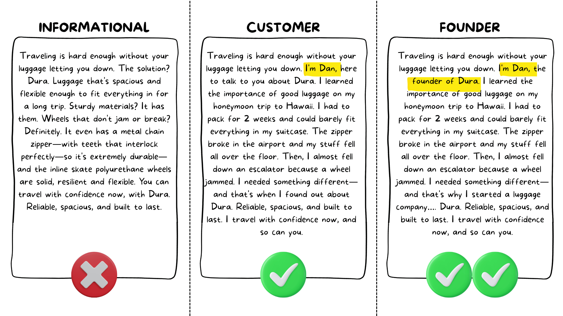 Stories vs. information in ads