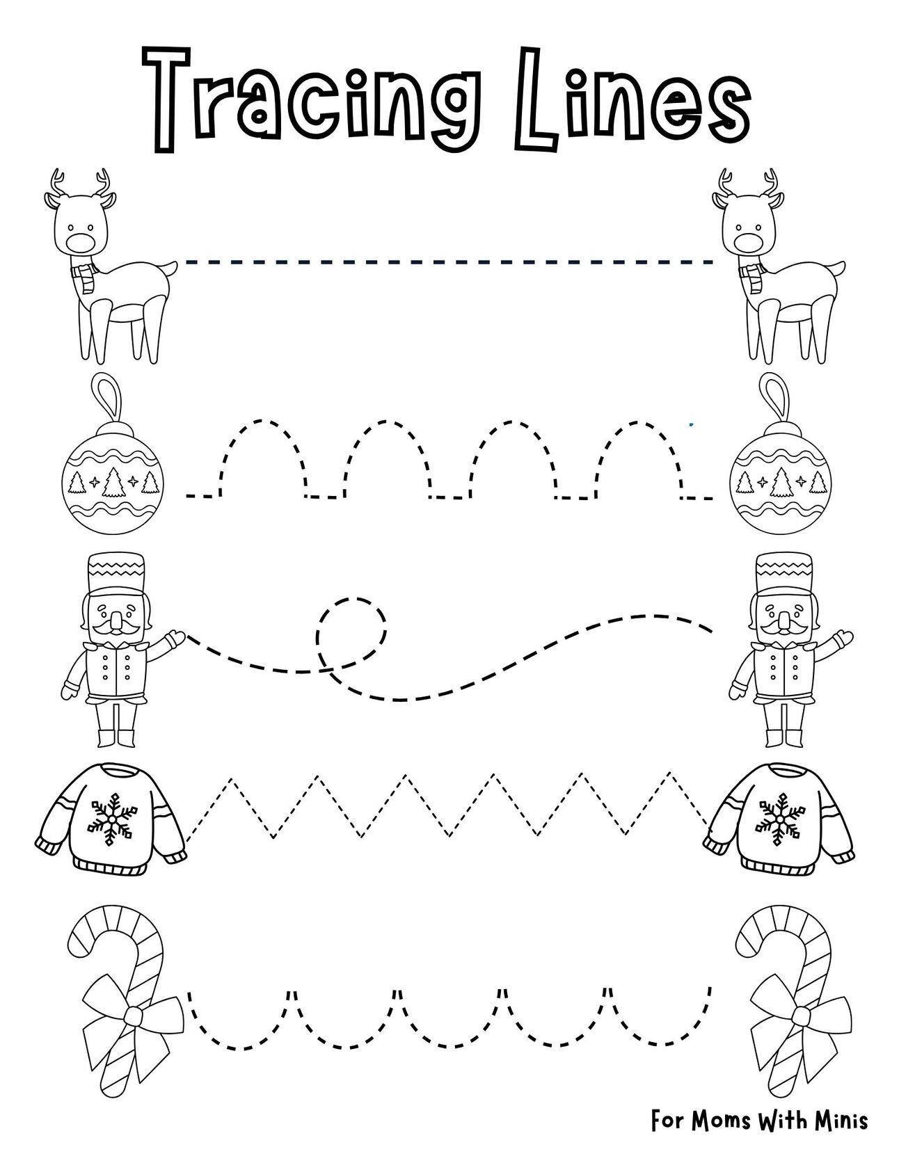 ⛄ Trace The Lines Christmas Worksheet