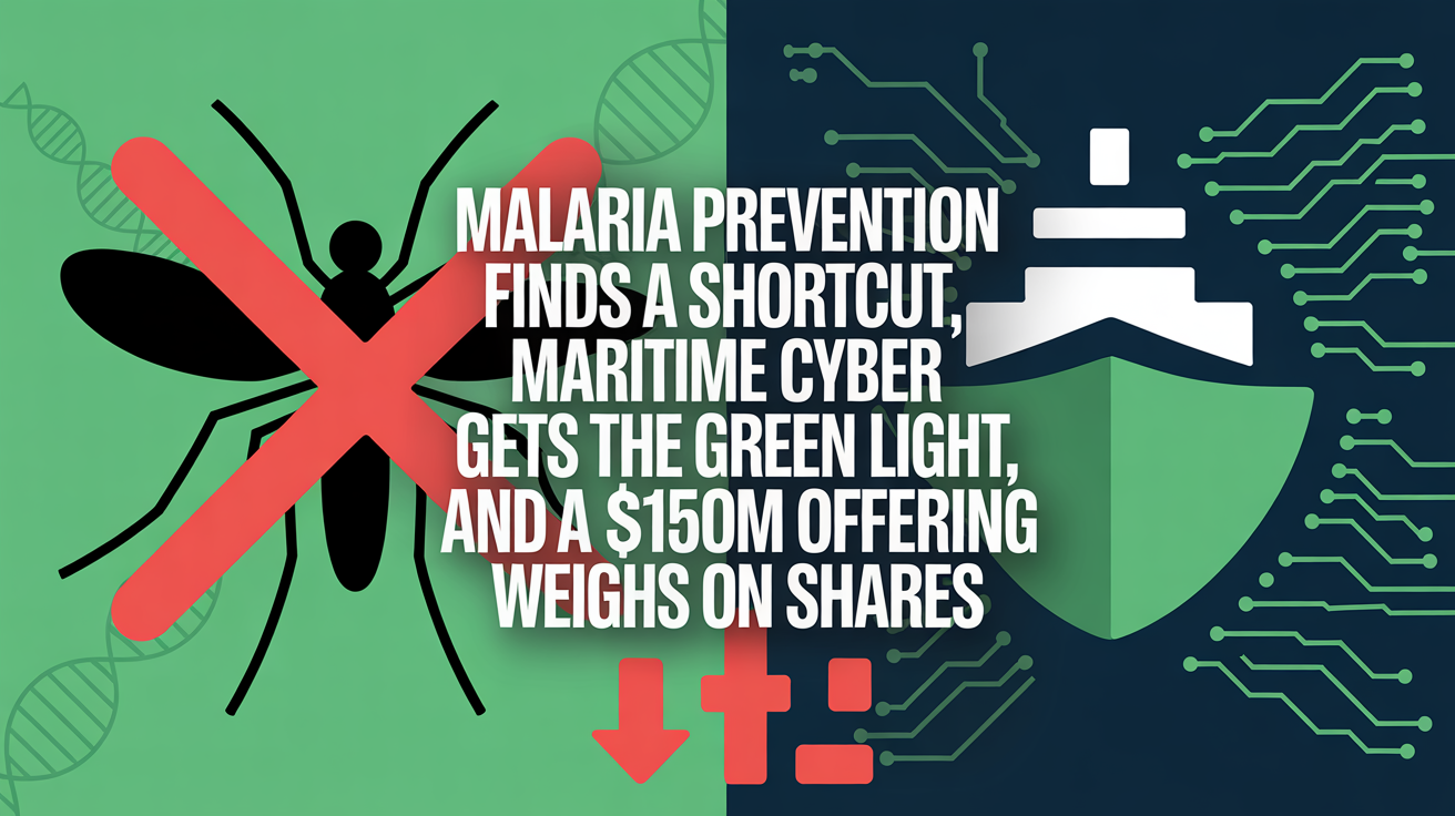 Malaria Prevention Finds a Shortcut, Maritime Cyber Gets the Green Light, and a $150M Offering Weighs on Shares
