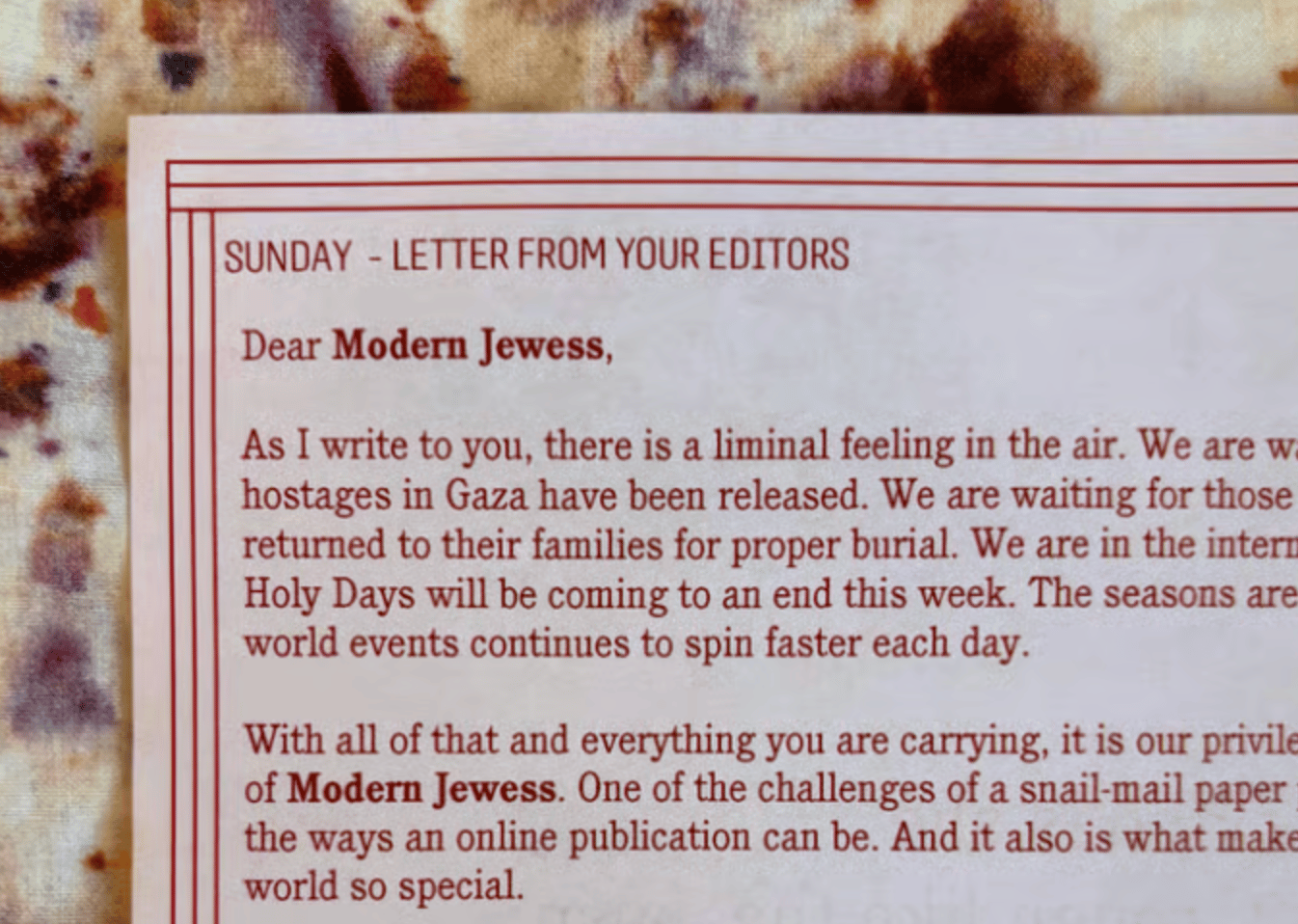 My Other Favorite Jewish Newsletter Arrives by Snail Mail