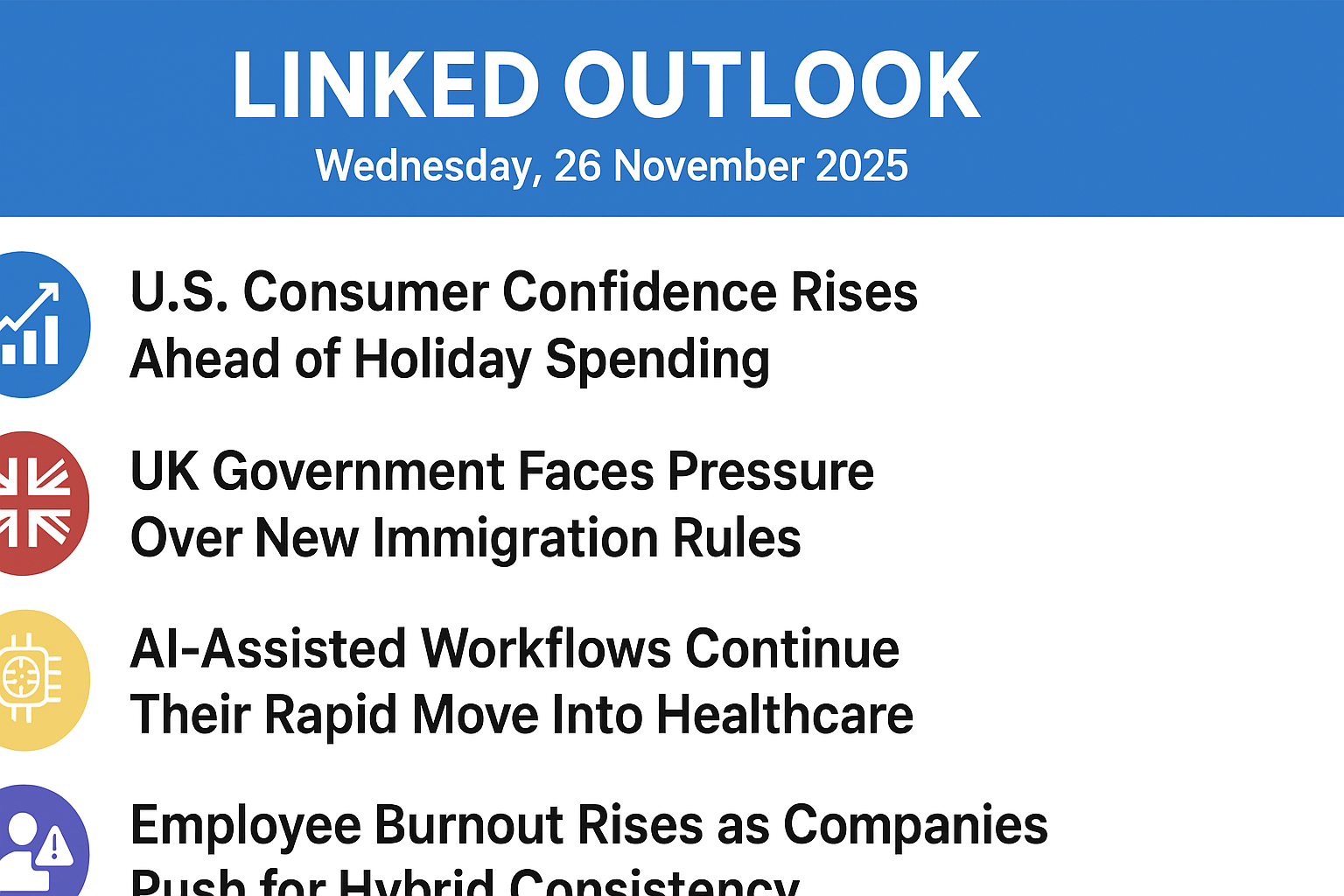 U.S. & Global Business | UK Politics | AI & Innovation | Future of Work