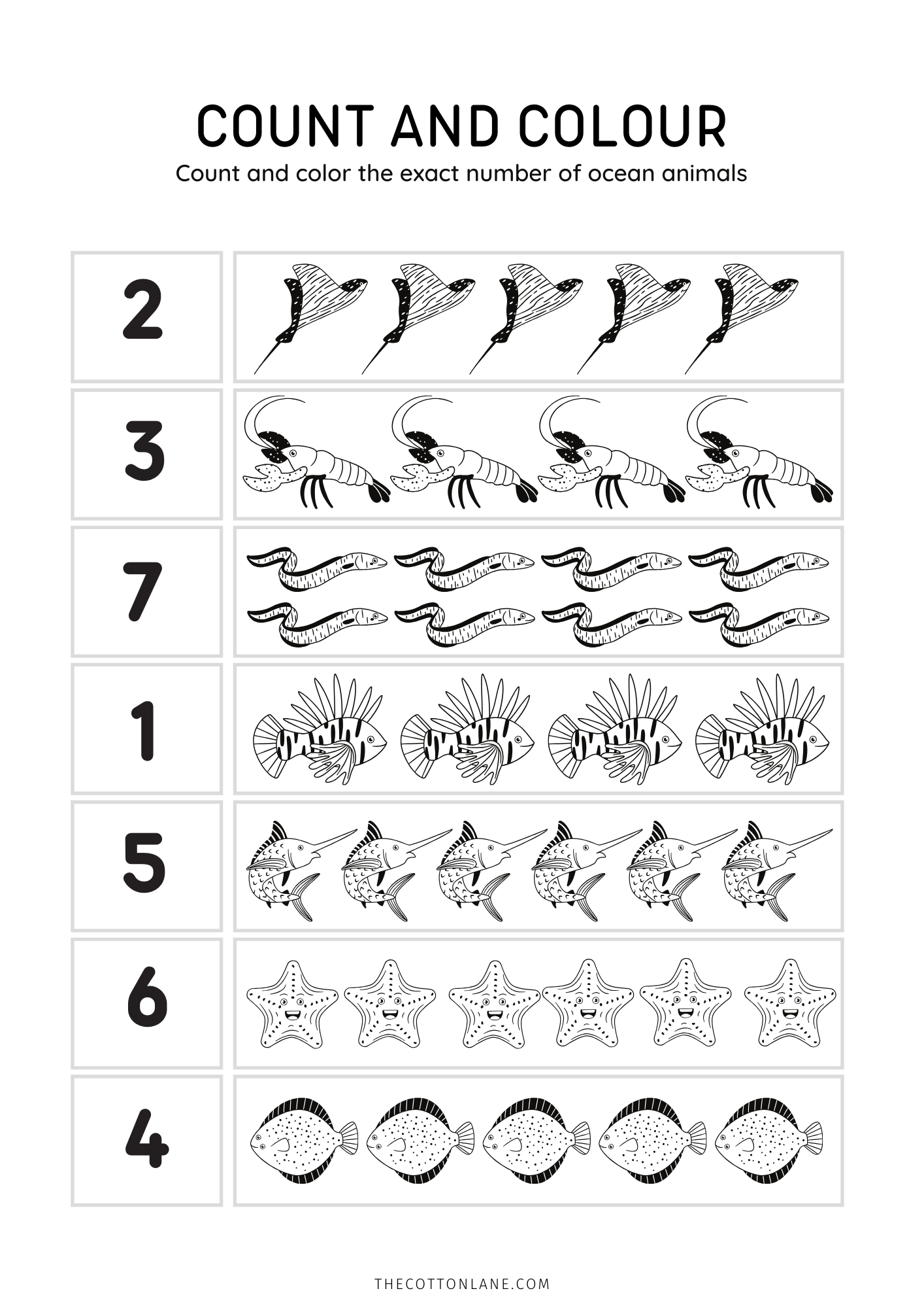 Ocean Count and Colour Practice
