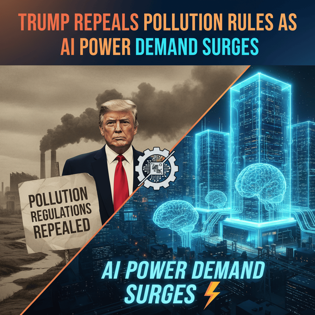Trump Repeals Pollution Rules as AI Power Demand Surges