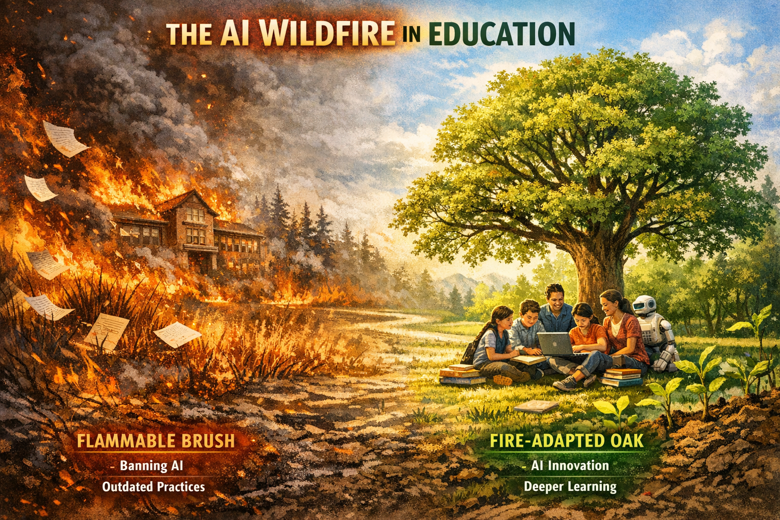 The AI Wildfire is Coming to Your School: Two Ways to Face the Flames