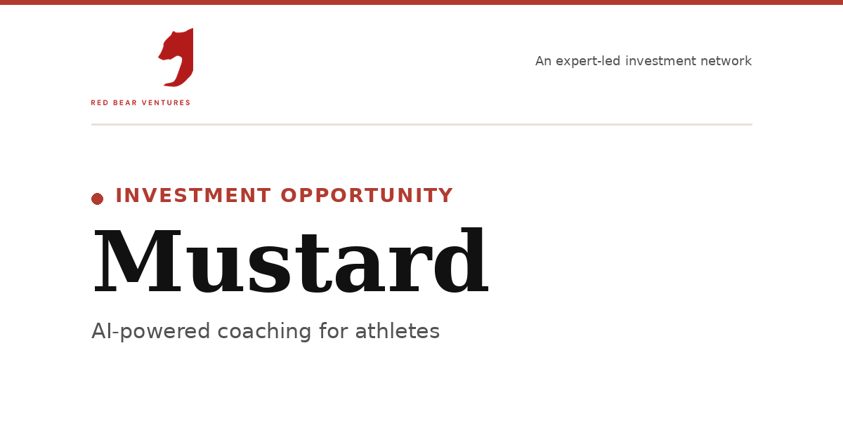 Red Bear Ventures - Mustard Initial Email
