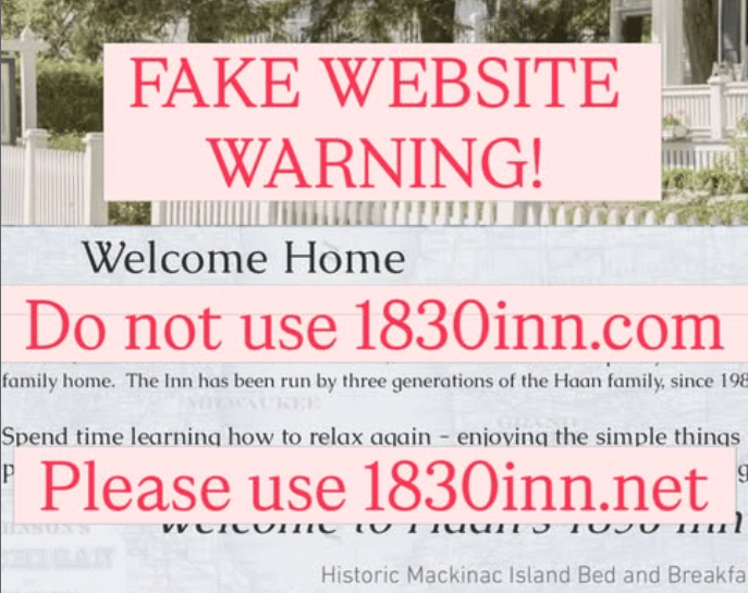 Important Notice: Fake Website Alert for Haan’s 1830 Inn