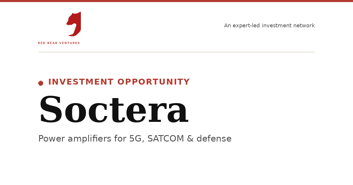 Red Bear Ventures - Soctera Intro Email