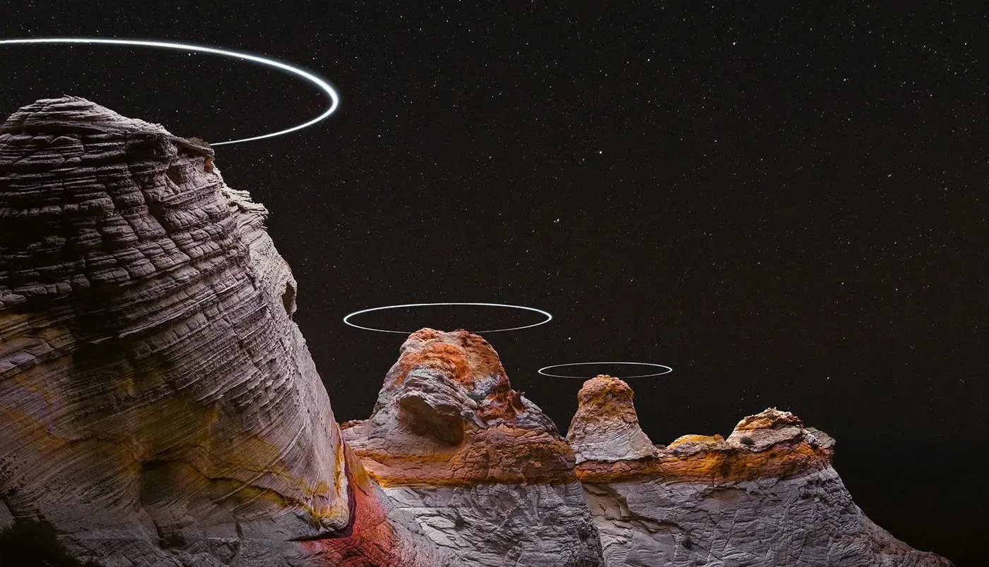 Otherworldly Light Halos and Rock Formations
