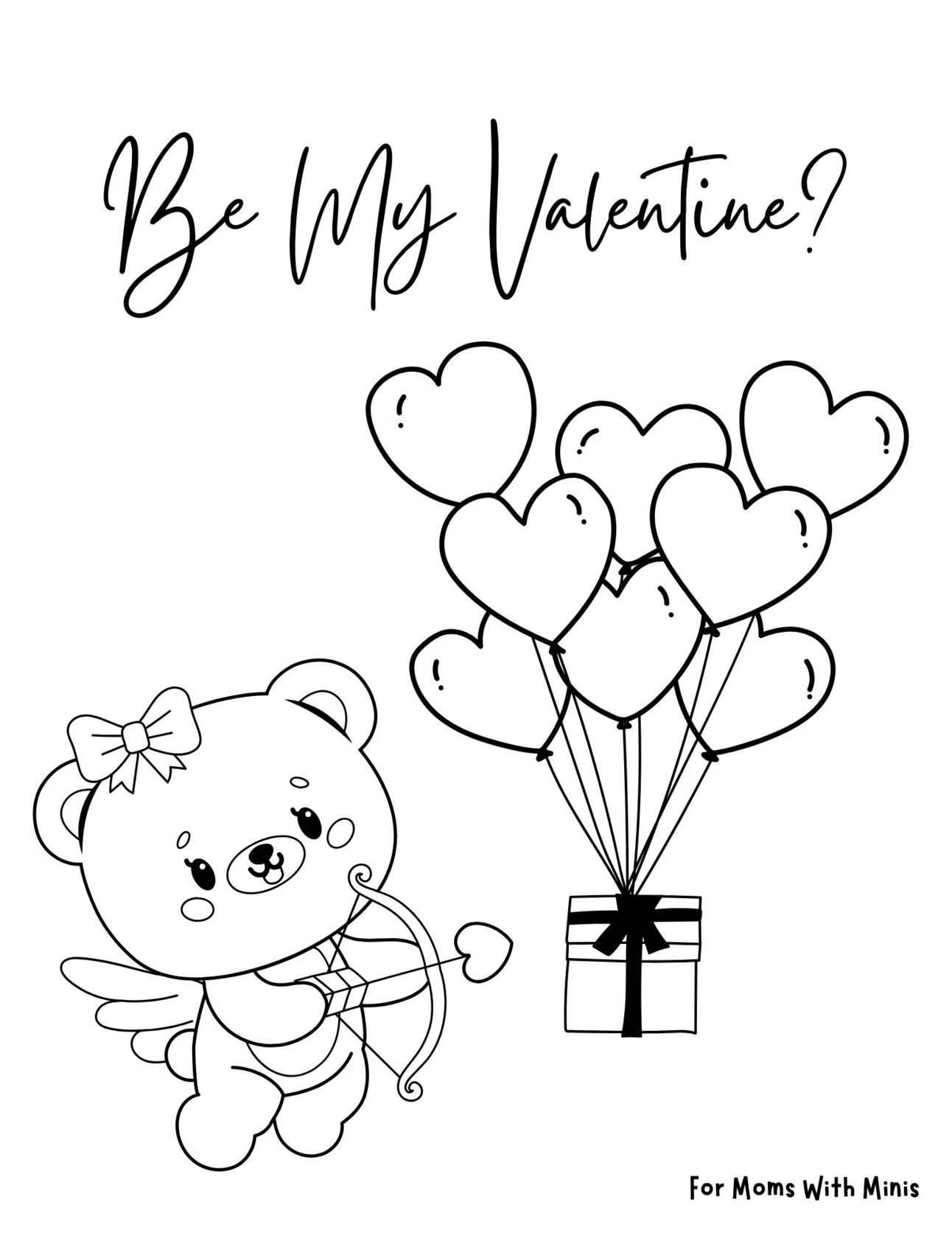 🧸 Be My Valentine Coloring Page