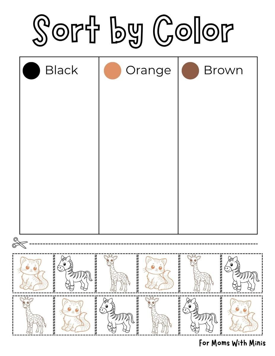 Sort The Animals by Color Worksheet
