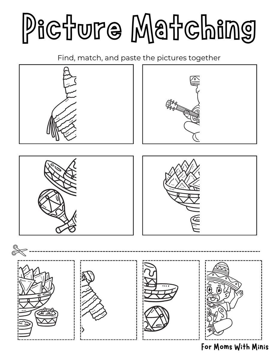 Cinco De Mayo Picture Matching Worksheet