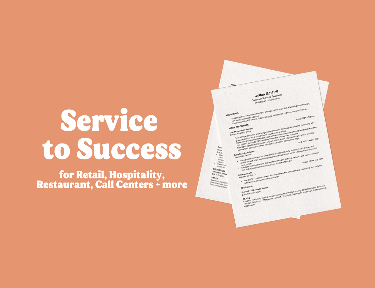 Service to Success Resume Template