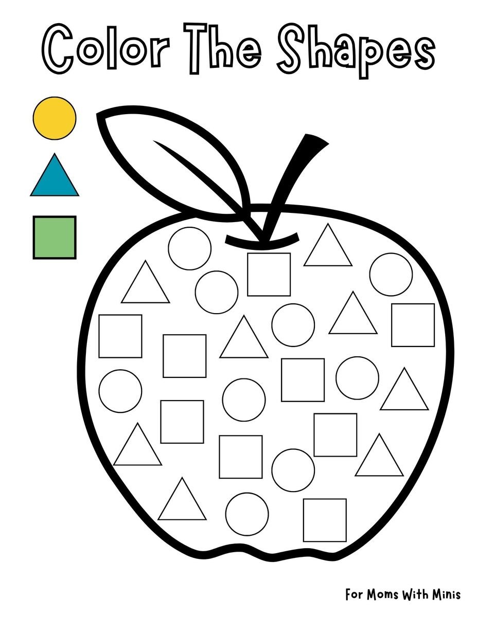 Color the Shapes in the Apple Worksheet