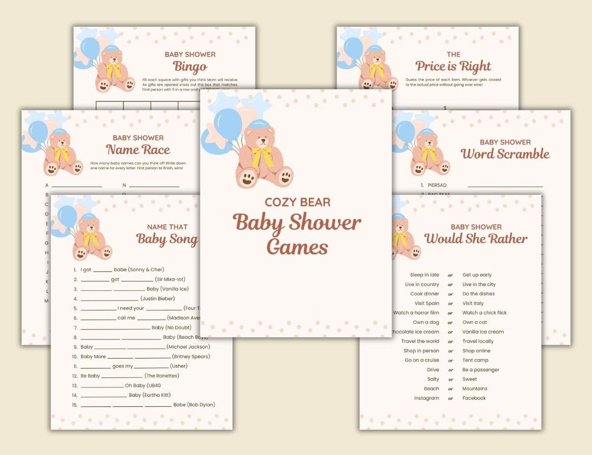 Cozy Bear Baby Shower Games